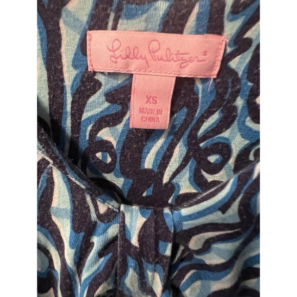 Lilly Pulitzer Katy Dress Womens XS Navy Ribbit Ruffle Stretch Feminine casual - Picture 7 of 9